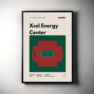 Minnesota Wild Poster, Xcel Energy Center Stadium Print, Mid Century Modern Hockey Poster, Sport Bedroom Posters, Minimalist Office Wall Art