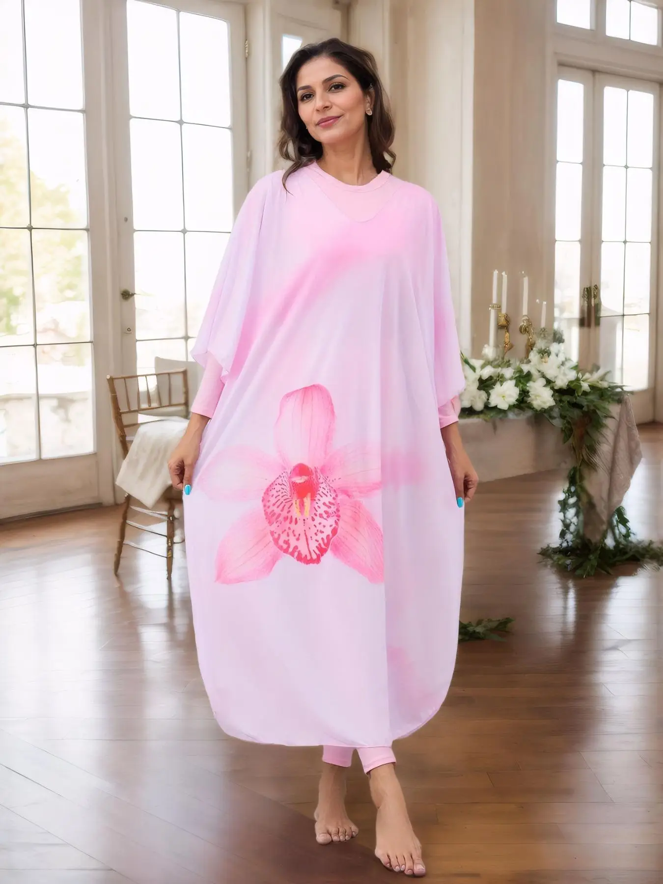 Women's Floral Print & Plain Long Sleeve Swimsuit Set, Modest Casual Swimwear Set for Beach Holiday Vacation, Ladies Swimsuit for All Seasons