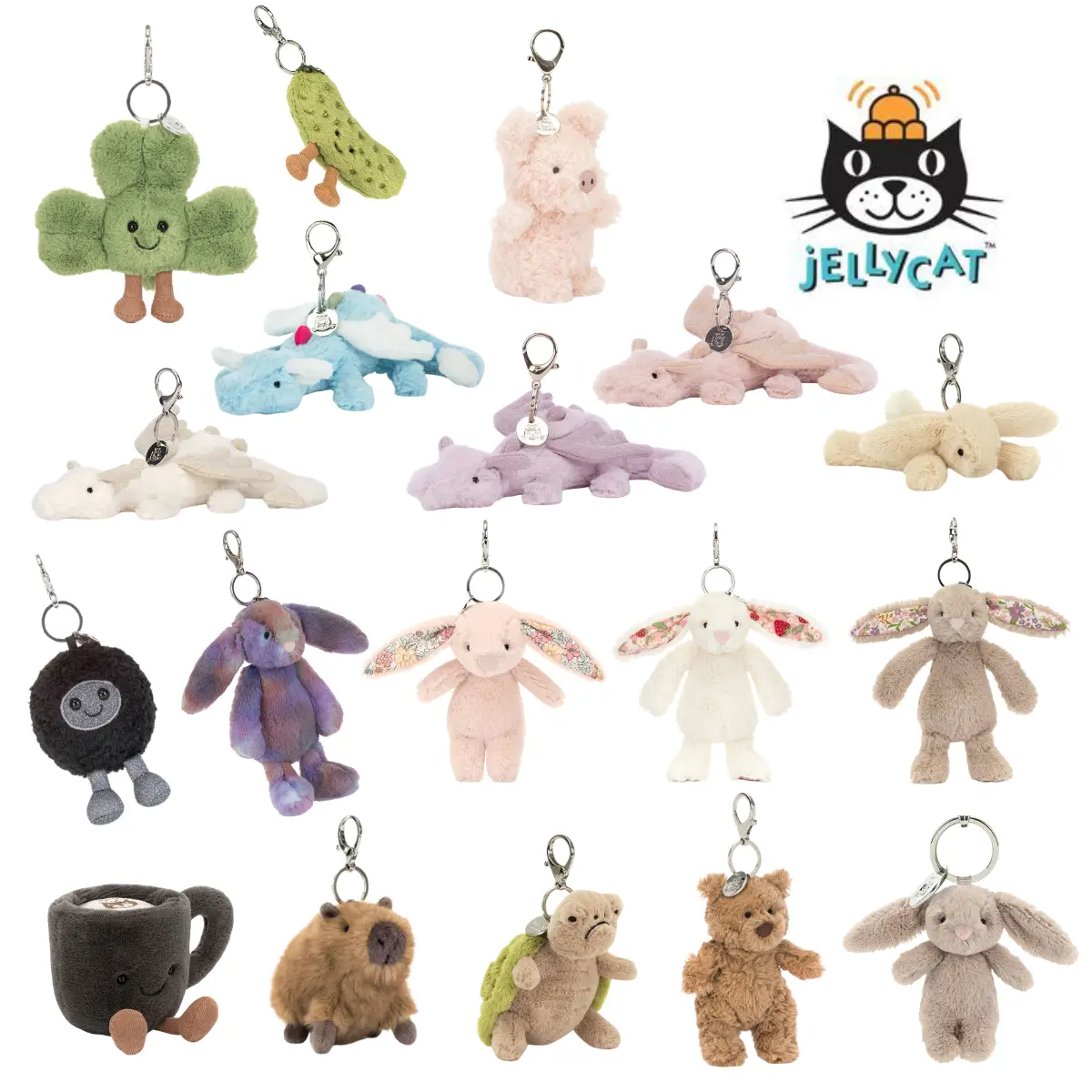 New Jellycat Collectible Keychain - Cute Animal Charm, Hanging Pendant for Car, Backpack Gift Accessory