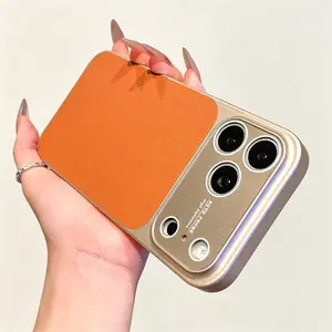 Unisex Plain Leather Texture Phone Case for iPhone 17/16/15/14/13 Pro Max, Fashionable Versatile Large-View Cover, Anti-Drop Anti-Fingerprint Protective Accessory outdoorfun