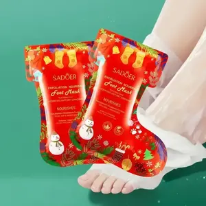 2 Pairs SADOER Christmas Foot Mask - Aloe Vera Hydration, Physical Exfoliation & Moisturizing Care for Soft, Radiant Feet - Nourishing Anti-Dry Cracked - Holiday Sock Design, Christmas Companion Gift, Foot Care, Festive Footwear, Exfoliating Foot Mask