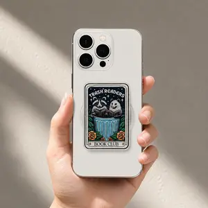 Trash Readers Book Club Magnetic Phone Grip, Raccoon Reader Magsafe PopSocket, Spooky Bookish Kindle Grip, Gothic Reader Gift