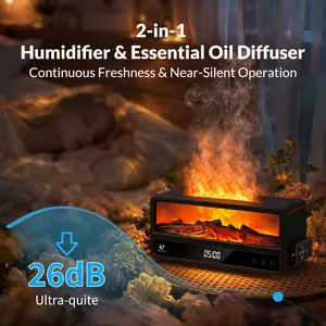Colorful Flame Fireplace Aroma Diffuser 300ml Waterless Auto-Off Air Humidifier with Timer Remote Control for Home Bedroom Gift auto-off protection bourbon humidifier home fragrance