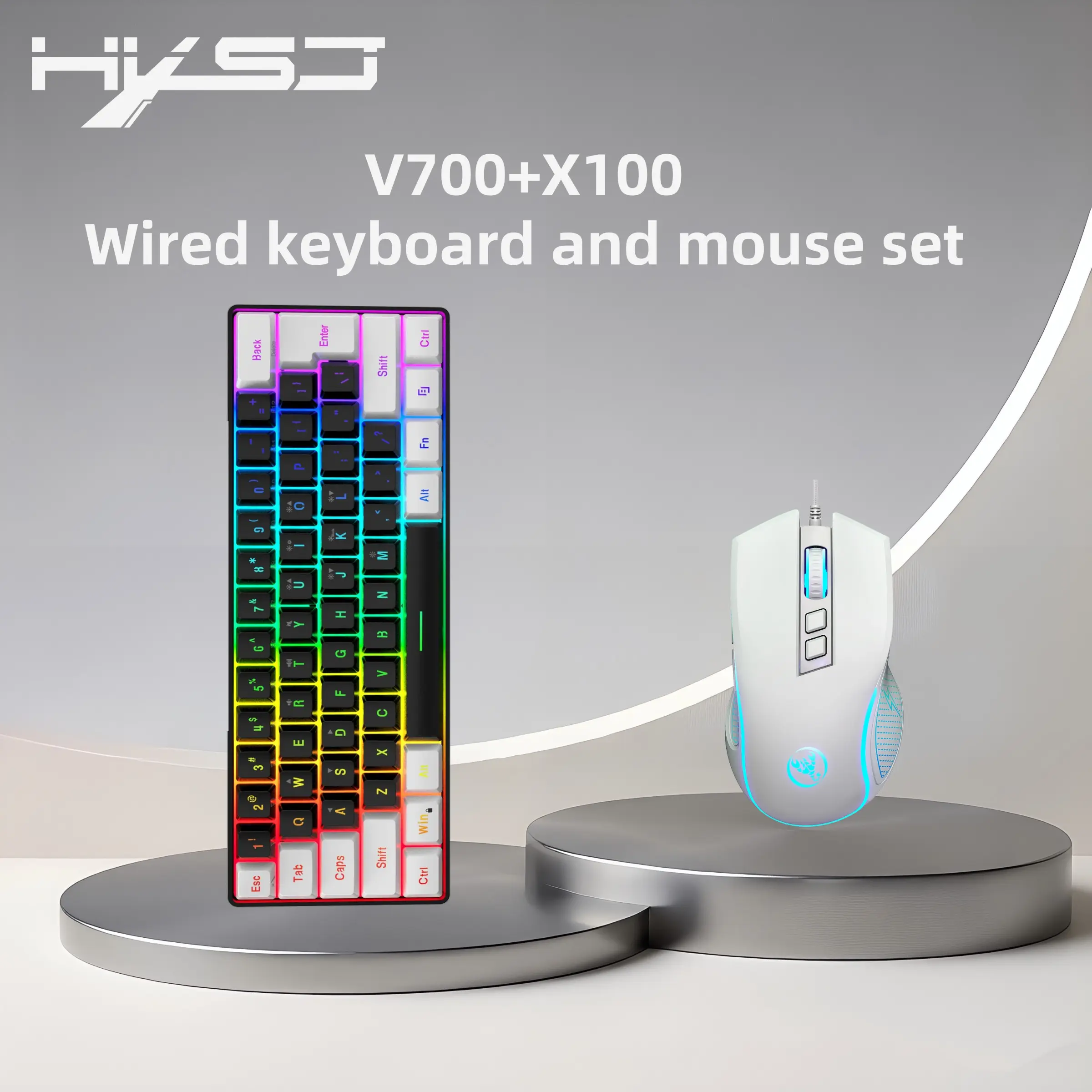 Wired Keyboard Mouse Set, Membrane Keyboard + Wired Mouse, Backlit Keyboard, Compatible with Ps4, Xbox, PC, Laptop, Only Wired Connection
