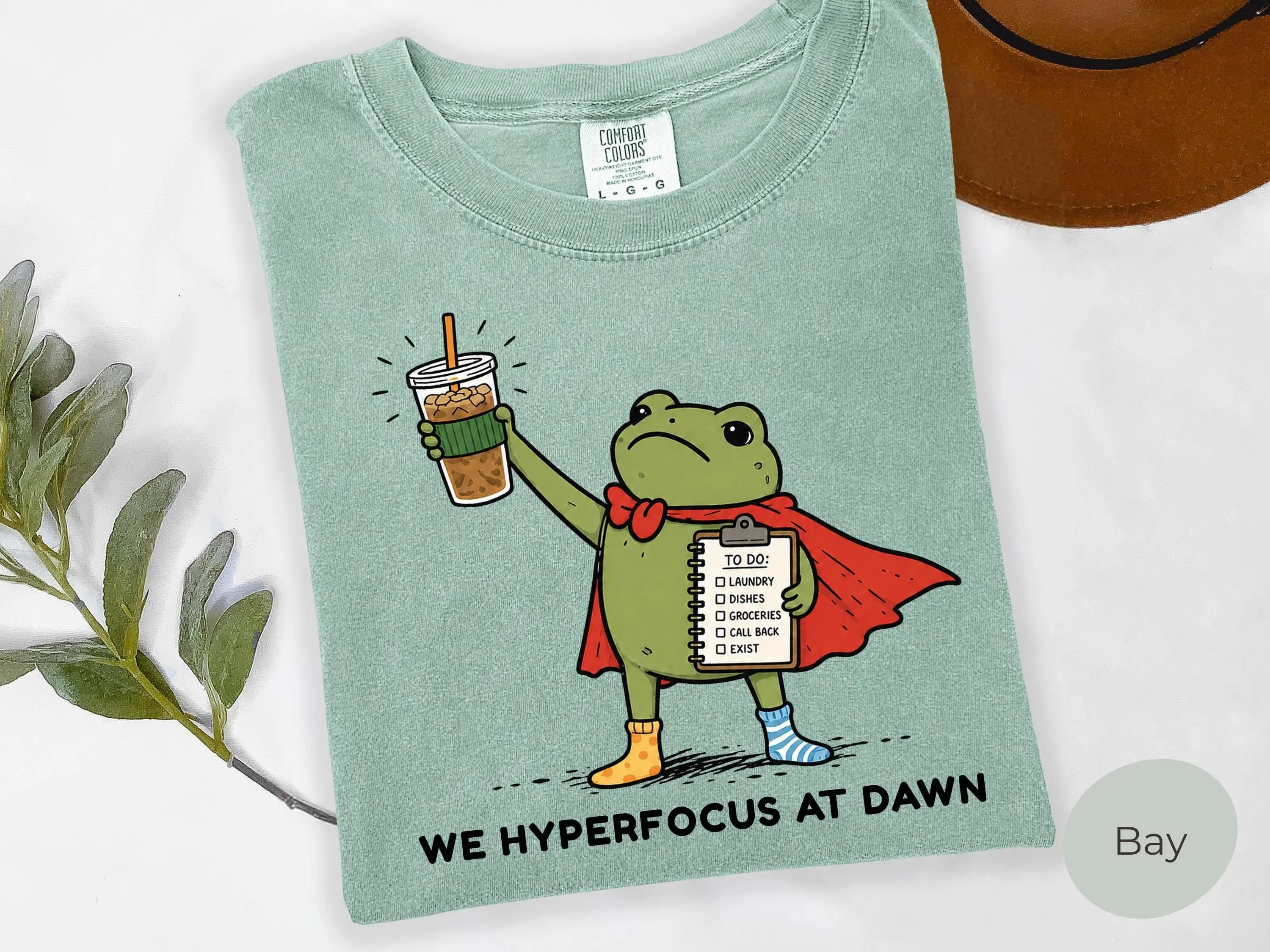 Comfort Colors Funny Frog ADHD Shirt, Funny Mental Health T-Shirt, We Hyperfocus at Dawn Tee, Overstimulated Shirt, Introvert Humor Tee