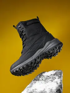 Extra Large Winter Snow Boots, Waterproof Warm Fleece Lined Mid-Calf Boots, Lightweight Anti-Slip Work Casual Hiking Shoes, Trekking Camping Shoes