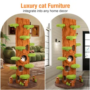 LHBcraft Luxury Cat Tree Simulatin Tree Shape, cat climbing tree, Multi-layered cat tree, suitable for multiple cat family, Luxury House, stable, comfortable,Christmas gift