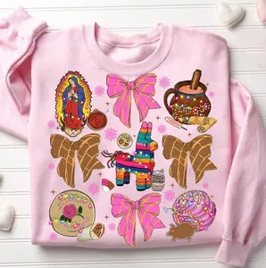 Coquette Christmas Tis The Season Sweatshirt, Mexican Christmas Shirt, Pink Spanish Christmas, Tuki Donkey, Chocolate abuelita