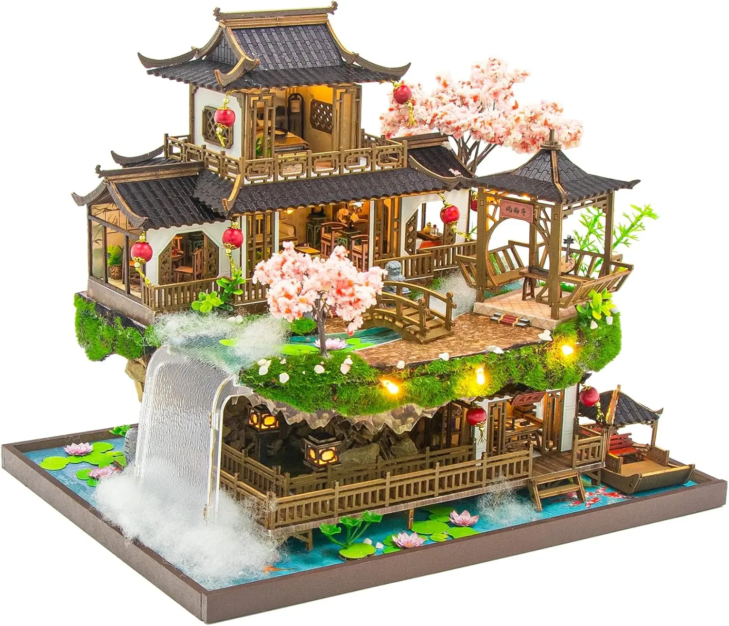 Spilay DIY Miniature House Kit, Fairyland Miniature Dollhouse Kit with Music Box, Mini House Building Kit Book Nook for Adult, Creative Bookshelf Decoration & Unique Gift
