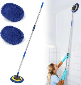 High Reach Wall Mop Cleaner – 66" Ceiling Dust Mop with Adjustable Elbow Pole for Window & Roof Cleaning