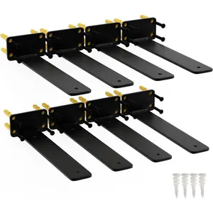 8 Inch Shelf Brackets, 10 Pack Floating Shelf Bracket, 1/5" Thick Carbon Steel Hidden Shelf Brackets, Rustic Industrial Brackets for Wall Decor