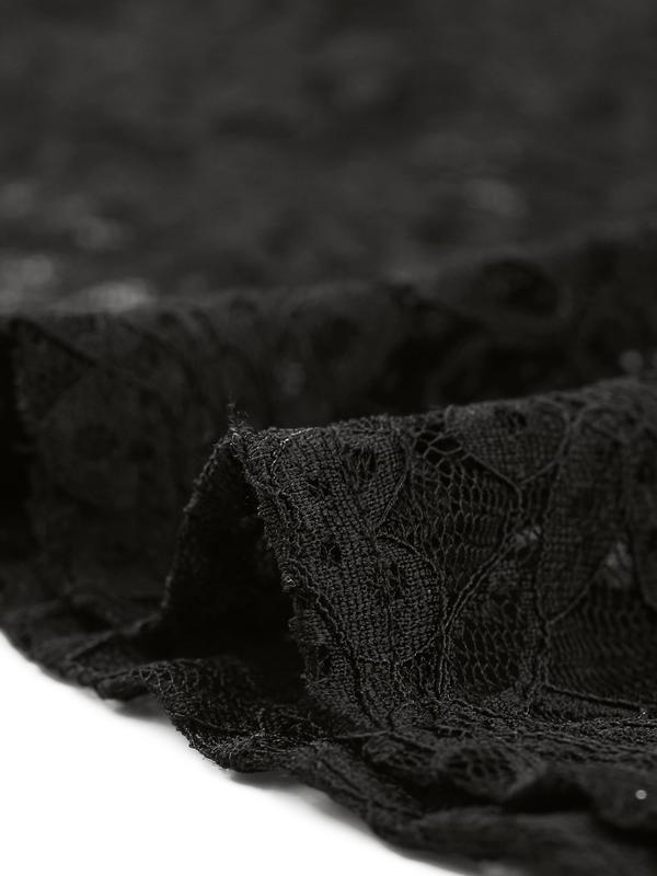 Agnes Orinda Plus Size Cardigans for Women Open Front 3/4 Bell Sleeve Sheer Lightweight Lace Cover Up Black