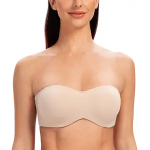MELENECA Women's Strapless Bra for Large Bust Minimizer Unlined Bandeau with Underwire Seamless Bridal Womenswear TikTokShopBlackFriday