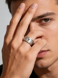 Elegant Stainless Steel Letter Ring, 26 Initial Design DIY Stackable Hand Jewelry, Defining Your Exclusive Name, is a Great Perfect Gift for Daughter & Girlfriend & Mom & Boyfriend & Dad