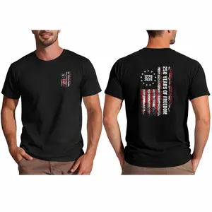 Double-Sided 250th Anniversary American Flag T-Shirt 1776-2026 Patriotic Graphic Tee for Men