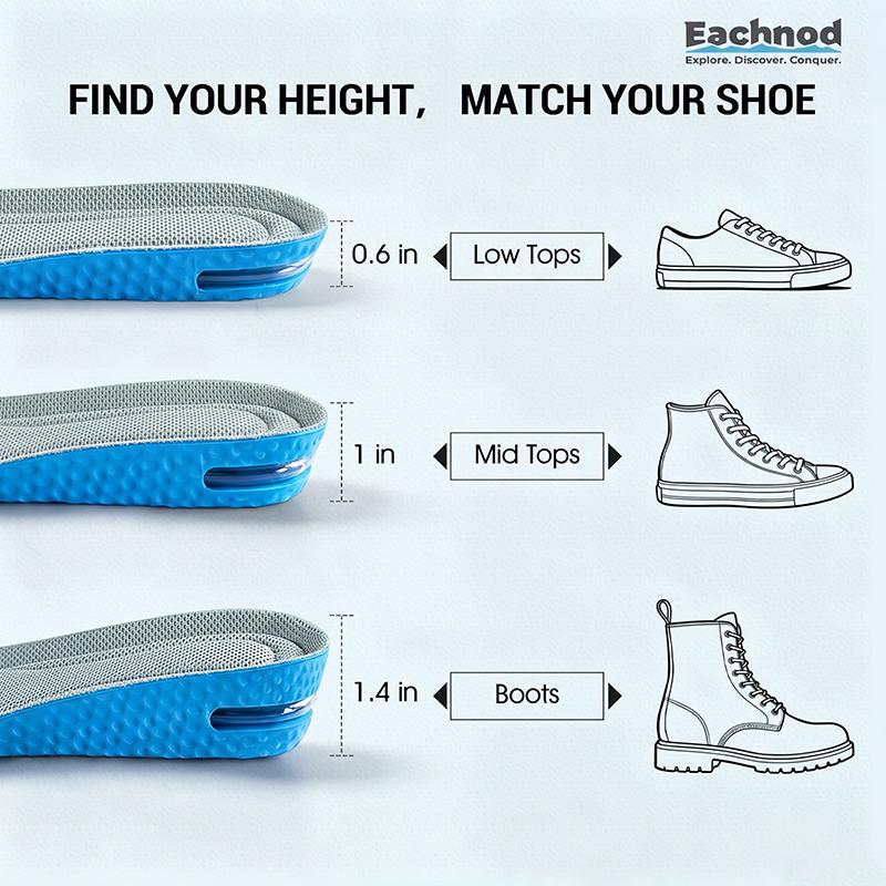 Air Cushion Height Boost Insoles for Adults US Sizes - Arch Support, Shock-Absorbing, Discreet Lift Comfort Shoe Inserts for Daily Wear
