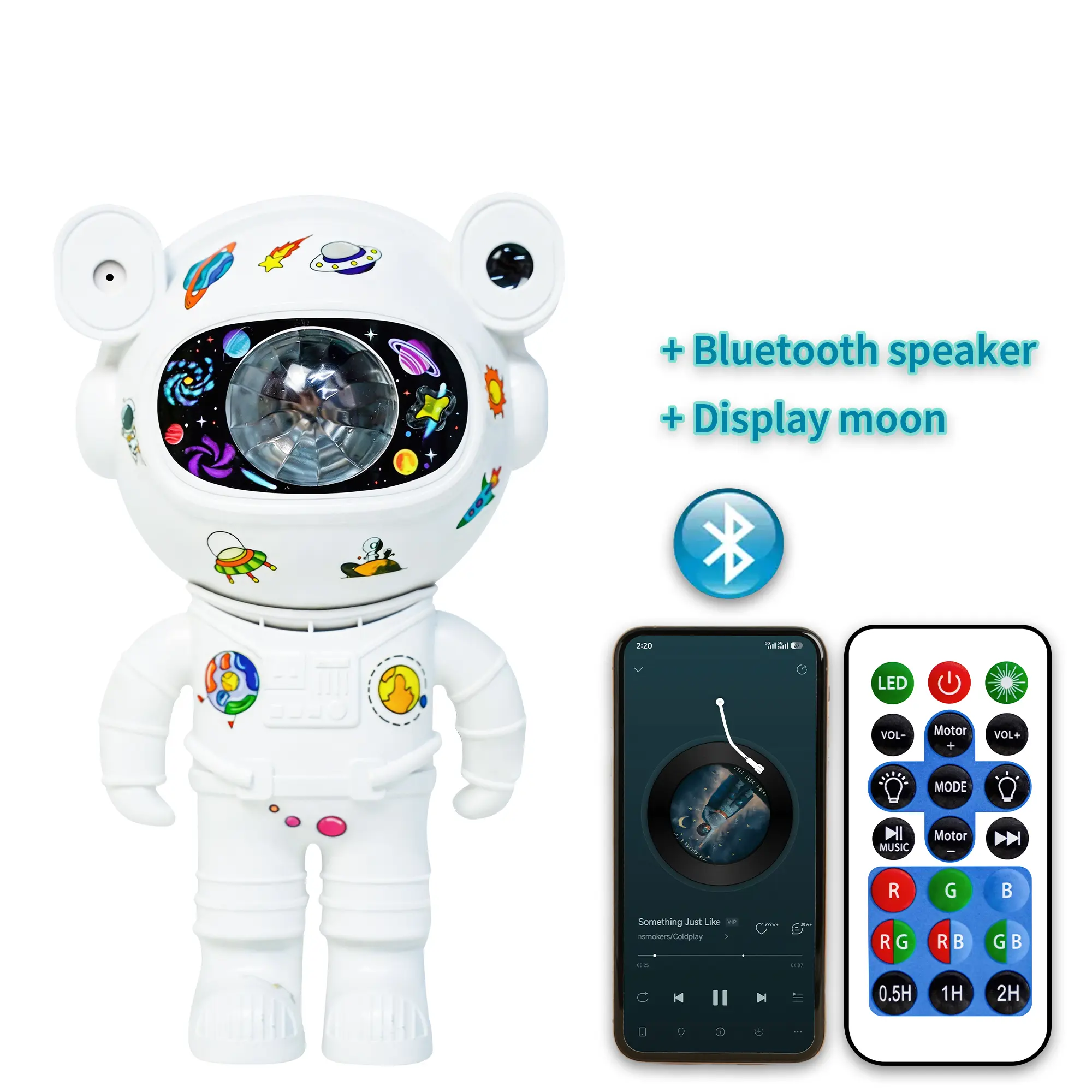 GLOWNEST Astronaut Galaxy Projector - Remote Control, 8-Mode RGB Starry Nebula Ceiling Lamp with RGB Lights, Audio Function, Adjustable Space Aesthetic Projection, Unisex Kids Indoor Decor & Birthday Gift for Mesmerizing Ambiance