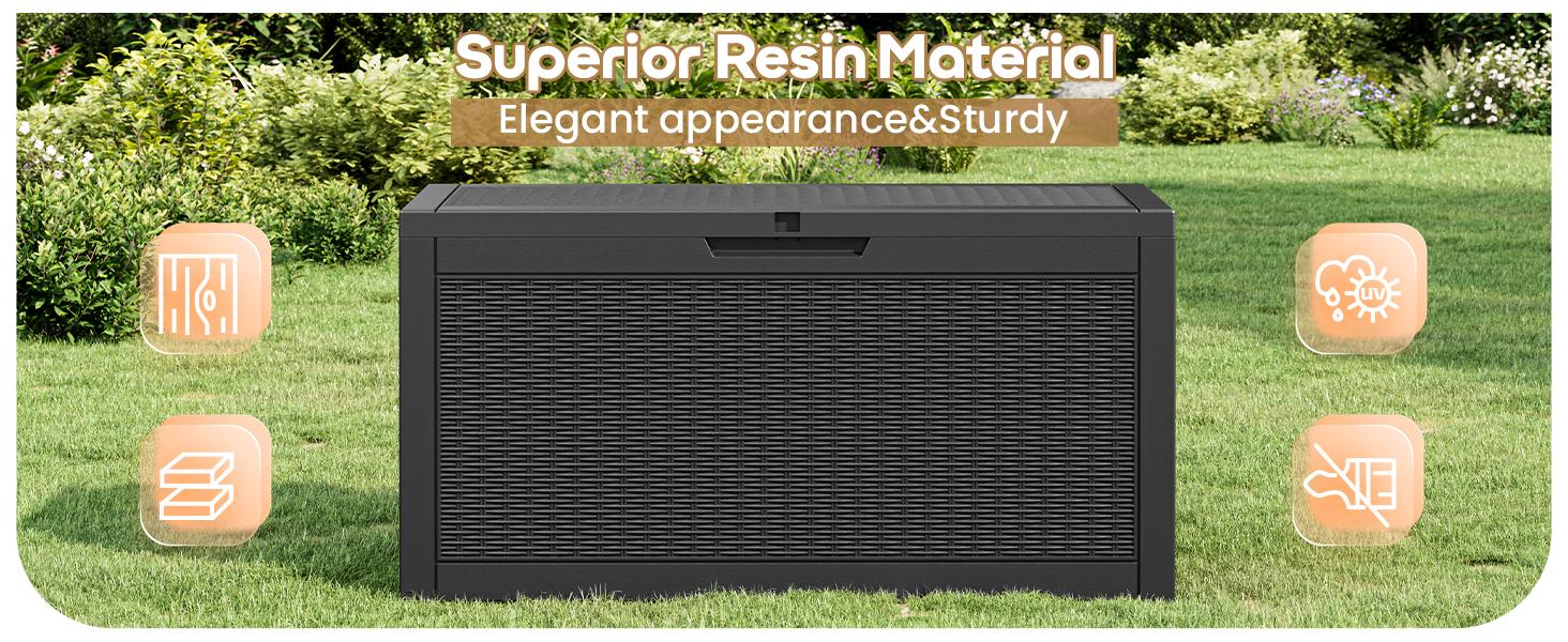 60 Gallon Outdoor Storage Box Waterproof Patio Deck Box for Garden Tools Pool Supplies