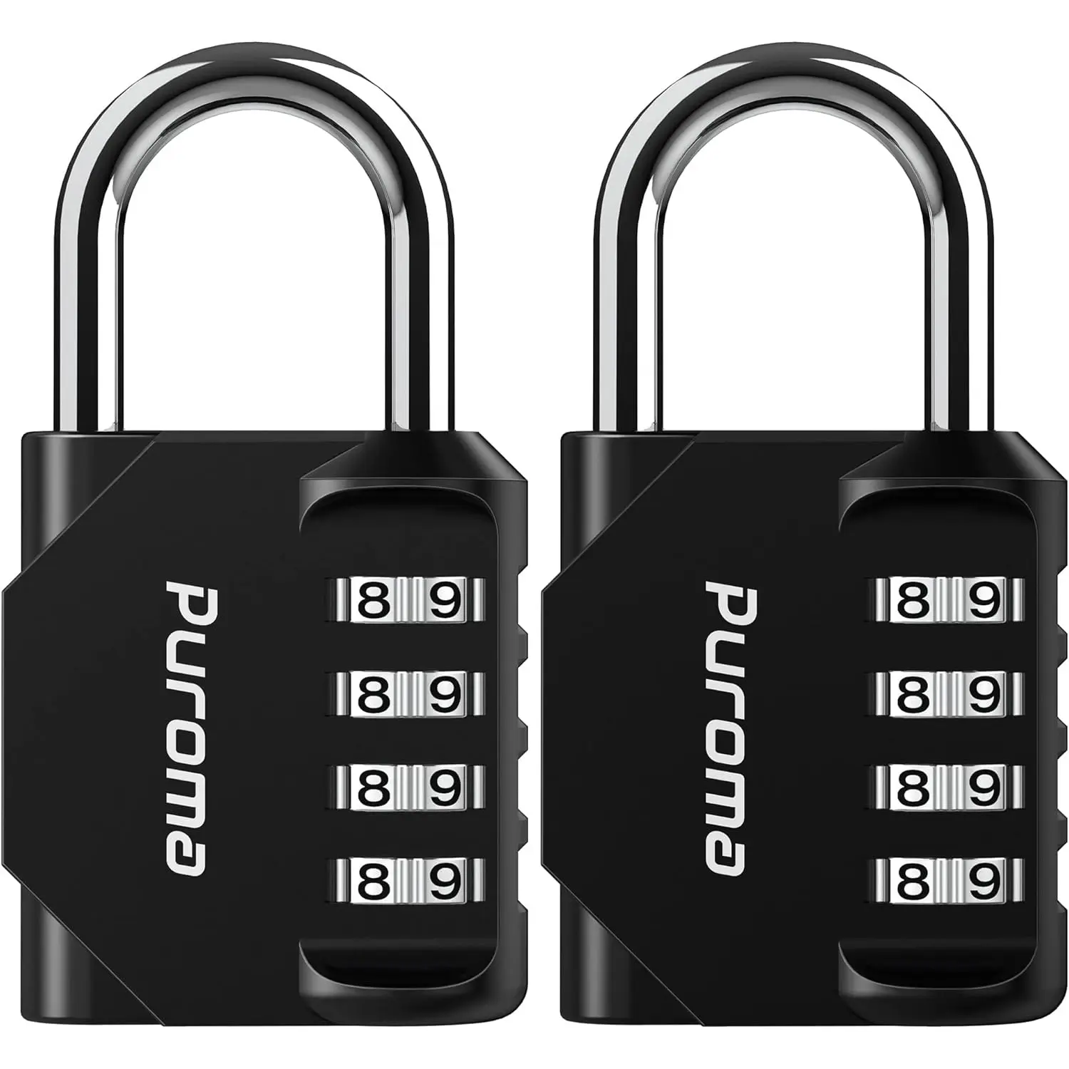 `2 Pack 4 Digit Combination Padlock, Resettable Black Combo Lock for Gym Locker, School Locker, Fence, Toolbox, Storage Cabinet`
