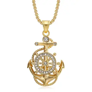Titanium Steel Anchor Pendant Necklace Trendy Cool Hanging Chain Daily Wear Items European and American Street Hip Hop
