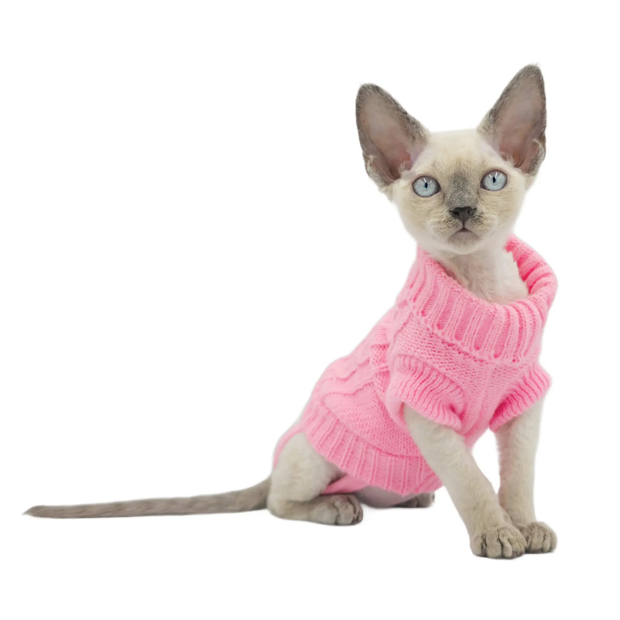 YokoKat Turtleneck Cat Sweater in Light Pink for Cats, Kittens, and Small Dogs casual soft