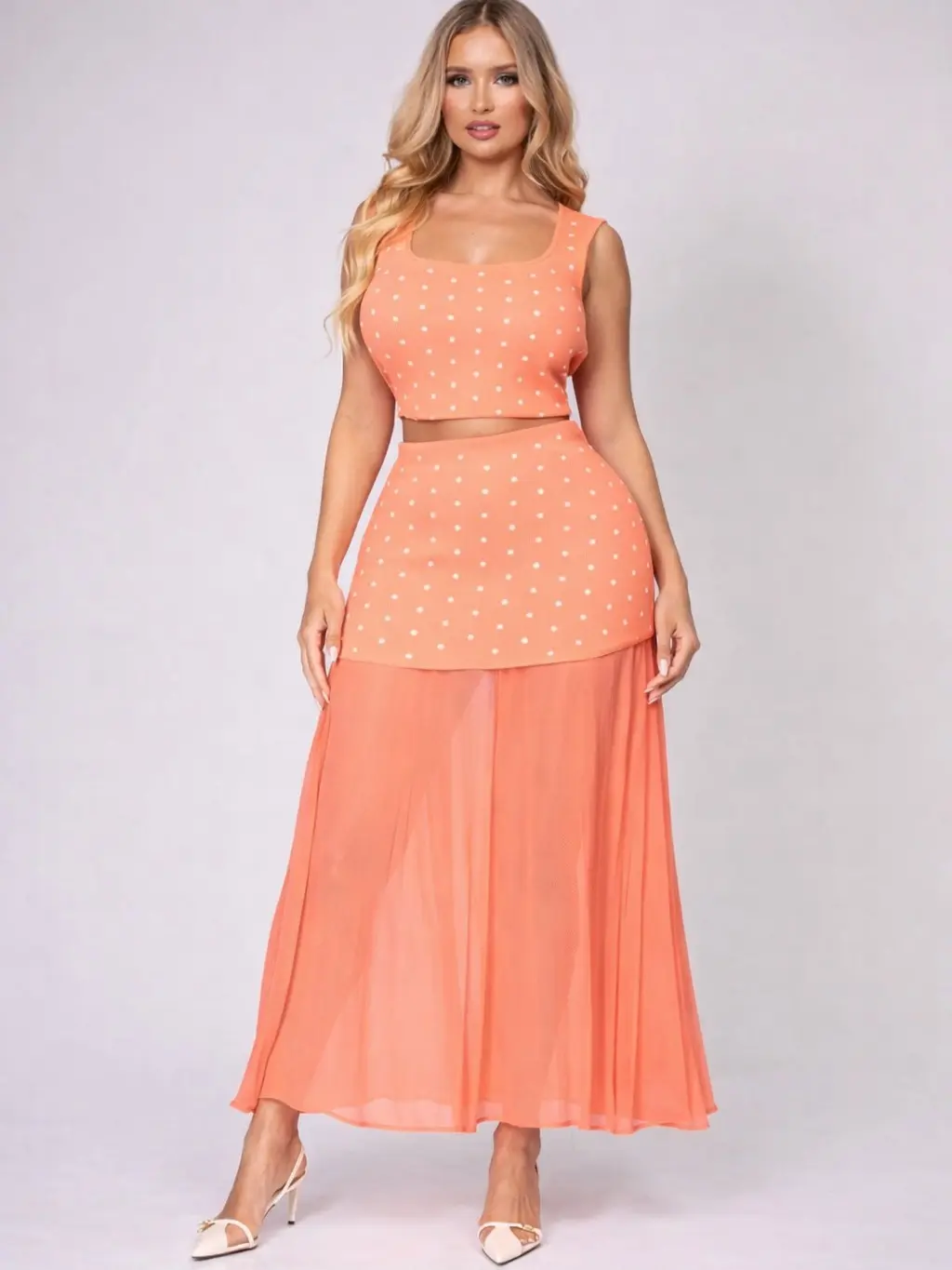 Poka Dot 2 Piece Set Top and Skirt