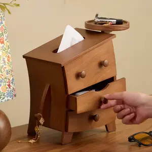 Solid Wood Tissue Box Creative Living Room Decoration Housewarming Gift Desktop Wooden Cute Shape Hallway Storage Box