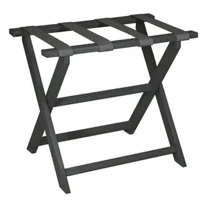212 MAIN Eco-Conscious Dark Gray Folding Luggage Rack - Contemporary, Commercial Grade, Gray Straps, Plastic Construction, Smooth Finish, Indoor/Outdoor Folding Rack