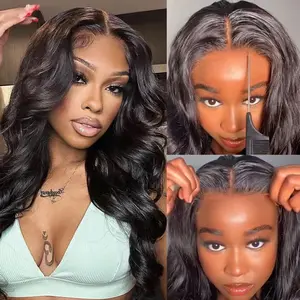 Bling Hair 100% Human Hair Body Wave Adjustable Drawstring Glueless Wig Natural Hairline 13x4 13x6 HD Transparent Lace Wig Human Hair 180% Density Pre Plucked 6x4 5x5 9x6 7x5 Wear Go Lace Closure Wigs