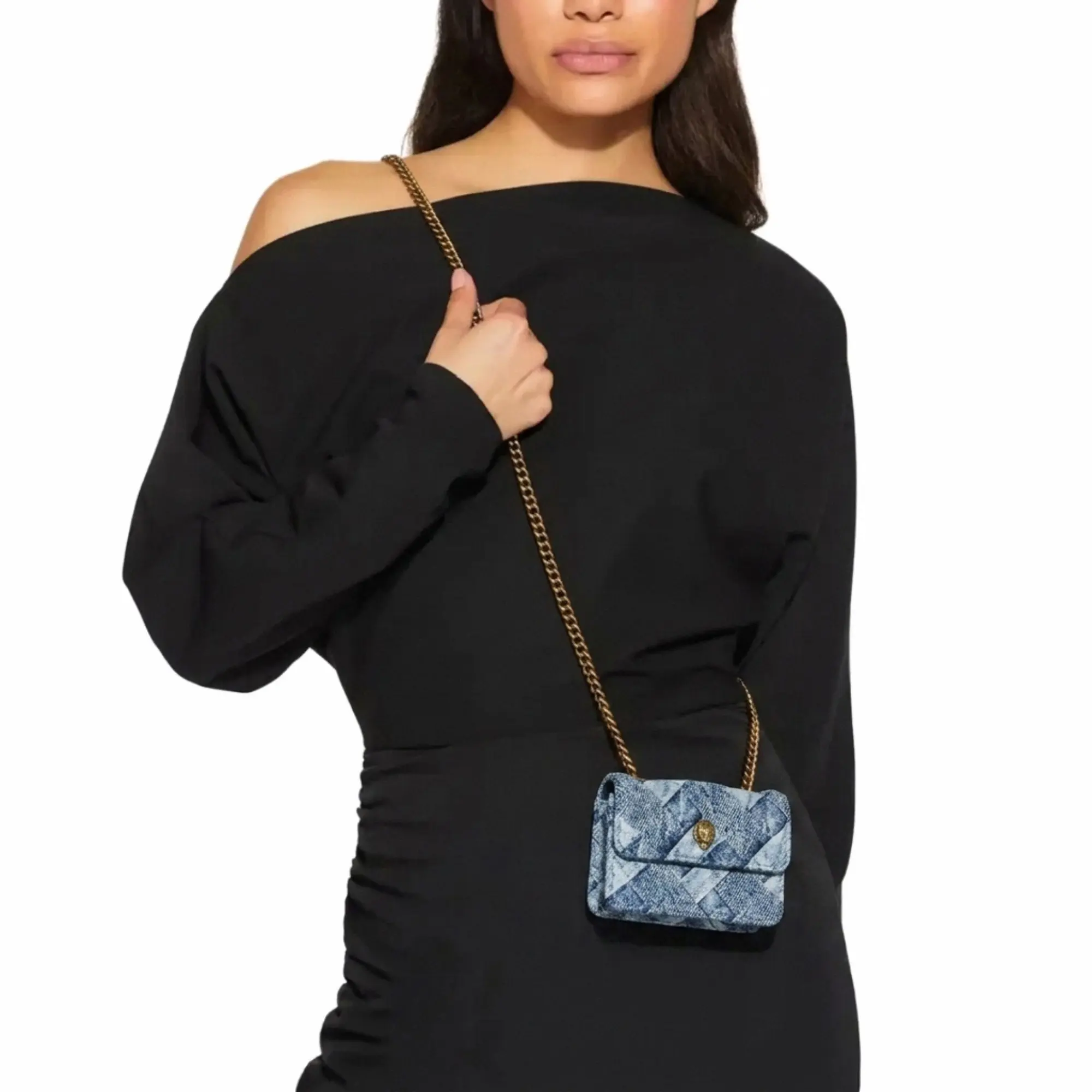 Women's Embellished Micro Kensington Crossbody Bag, Designer Shoulder Purse with Small Card Holder, Trendy Mini Handbag for Daily Use