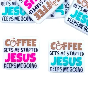 Coffee Gets Me Started, Jesus Keeps Me Going Silicone Focal Beads for Beaded Pens DIY Supplies