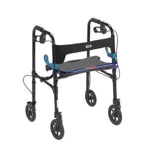 Drive Medical Clever-Lite Walker Adult with 8" Casters Dual Functionality Flip-Up Seat Adjustable Wheels Loop Lock Brakes Foldable Design Flame Blue - Healthcare, Tool, Equipment