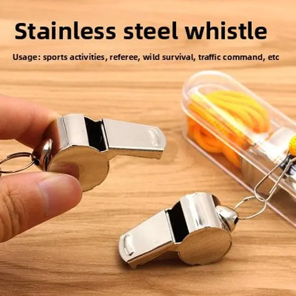 Referee Whistle, Metal Whistle, Stainless Steel Whistle, Sports Whistle, Sports Goods, with Lanyard