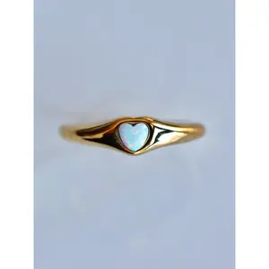 Magic Opal Signet Ring - Classic Style with Opal Heart
