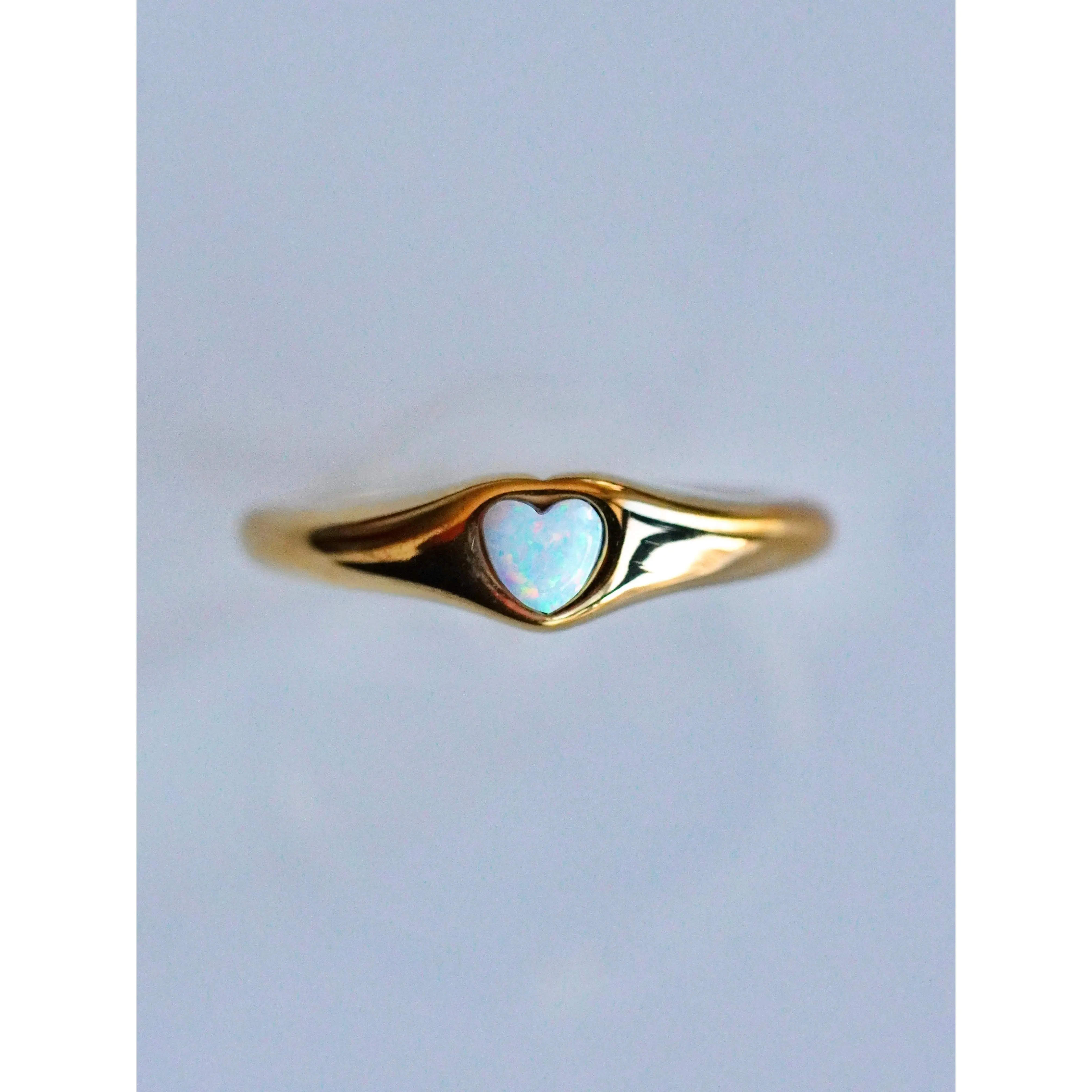 Magic Opal Signet Ring - Classic Style with Opal Heart