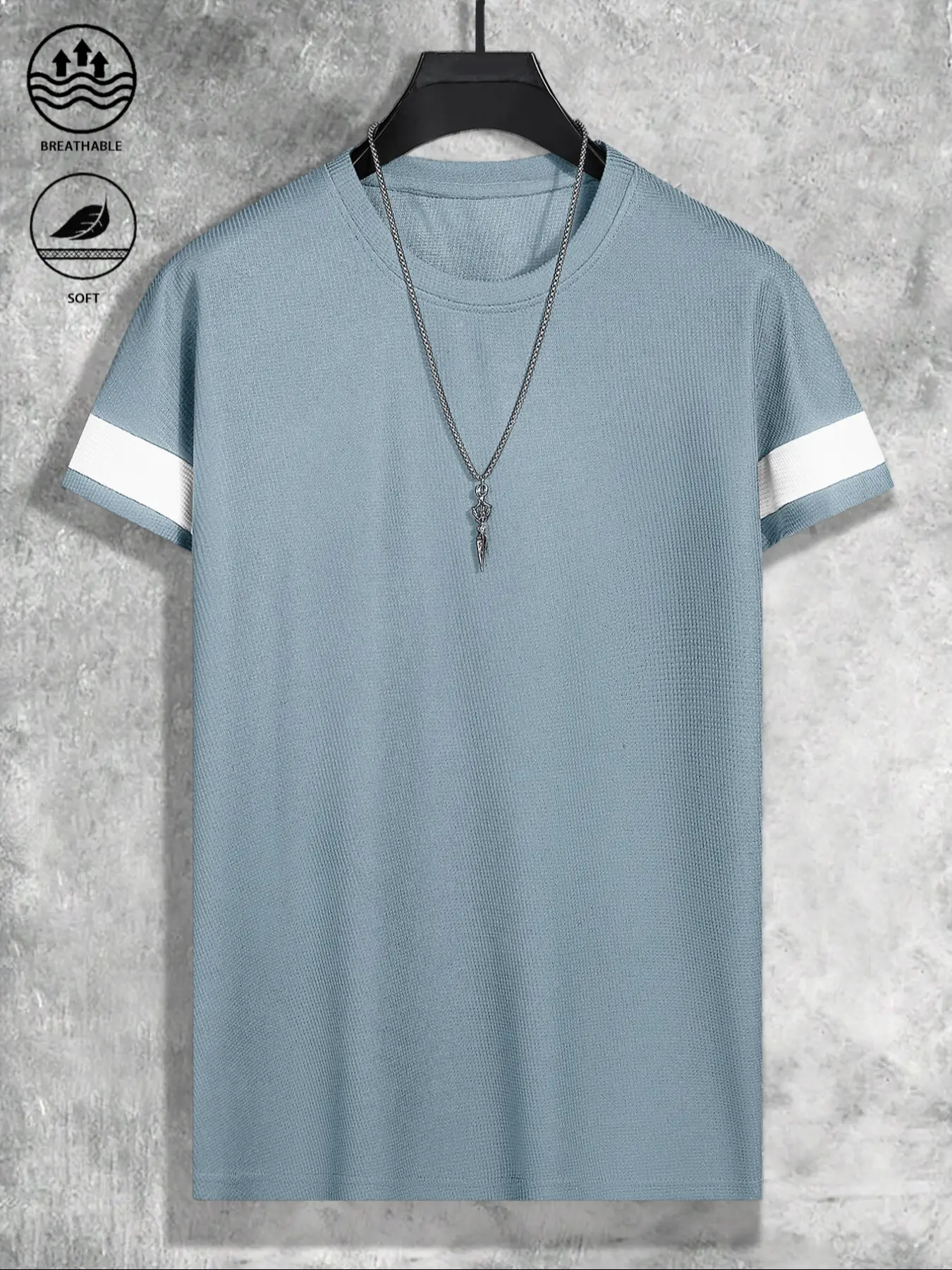 Men's Colorblock Short Sleeve T-Shirt, Breathable Soft Skin-Friendly Fabric, Casual Trendy Streetwear Round Neck Top, Fitted Tee