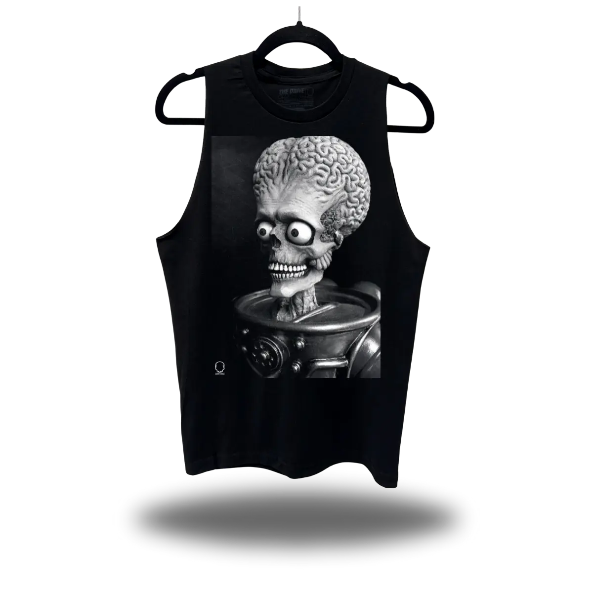 THEDRIVE CLOTHING MARTIAN classic black tank top Vintage Graphic Tank Top - Black Unisex Cotton Shirt, White Faded Print, Retro Streetwear, Summer Casual Wear And Everyday Comfort