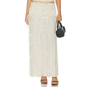Tiger Mist Denali Maxi Skirt in White Polka