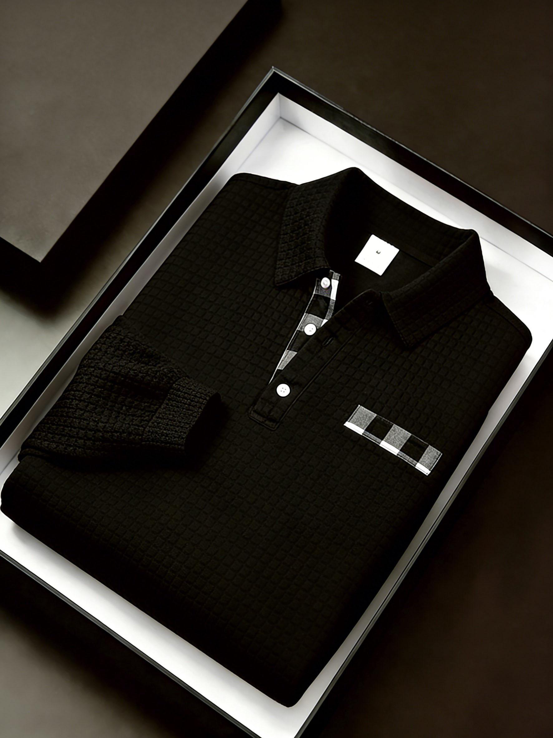 Men's Fashion Casual Long-Sleeve Polo Shirt, made from soft and breathable fabric, versatile and stylish, suitable for daily casual wear and office attire.