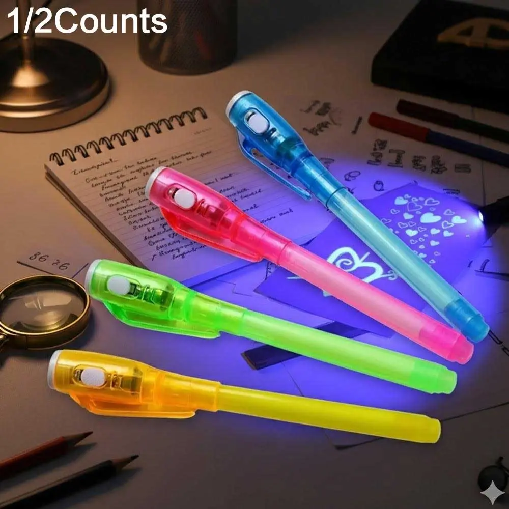 UV Invisible Pen with Light, Safe Non-Toxic Fluorescent Ink for Kids. Secret Message Writer, Reveal with UV Light. Creative Party Gift, Learning & Drawing Toy for Students, Games, Night Fun. Ideal for Education & Interactive Play!