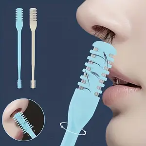 Double-sided Nose Hair Trimmer, 1 Box Portable Manual Nose Hair Removal Razor Kit for Men & Women, Washable 360 Degree Rotating Nose Hair Trimmer, Facial Hair Trimmer