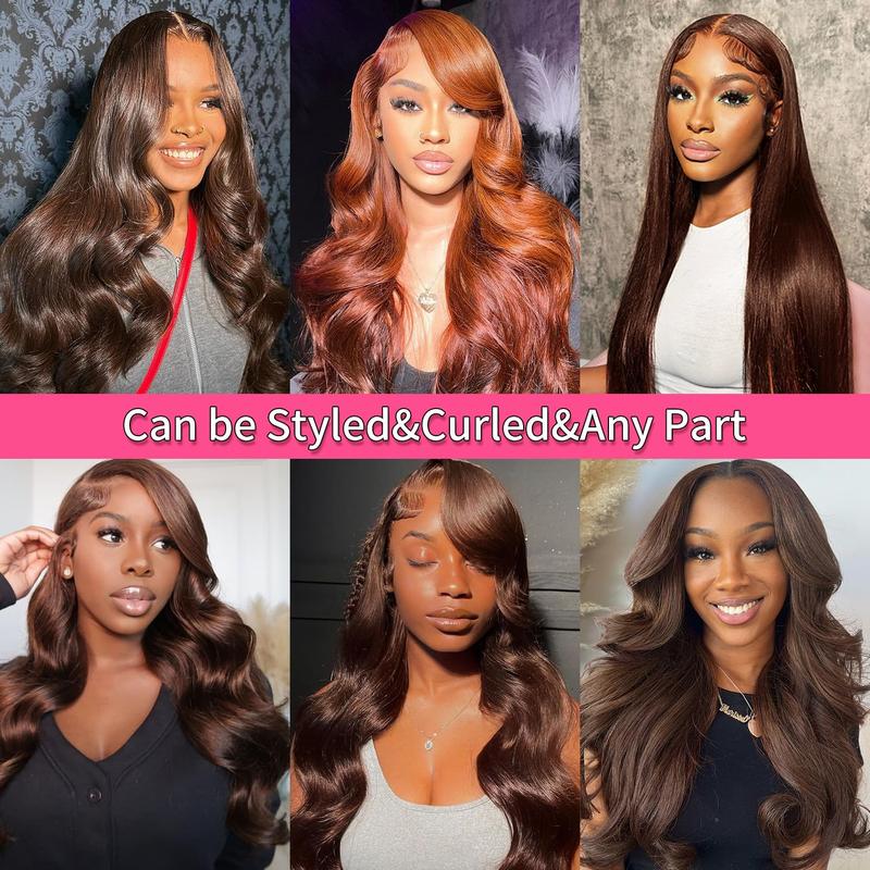Chocolate Brown 13X6 13X4 HD Lace Front Wigs For Black Women PrePlucked With Baby Hair Body Wave Brazilian 100% Remy Human Hair
