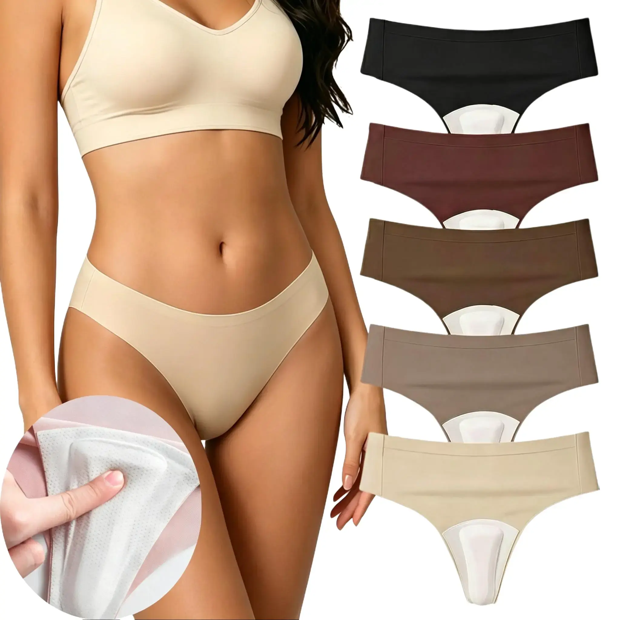 Women's Minimalist Soft Lightweight Seamless G-String Panties 5-Pack - Strap Design, Anti-Camel Toe Coverage, Comfortable Fit, No Awkward Bulging, Machine Washable, Ideal for Fitness & Daily Wear, Perfect to Pair with Leggings Casual Wear