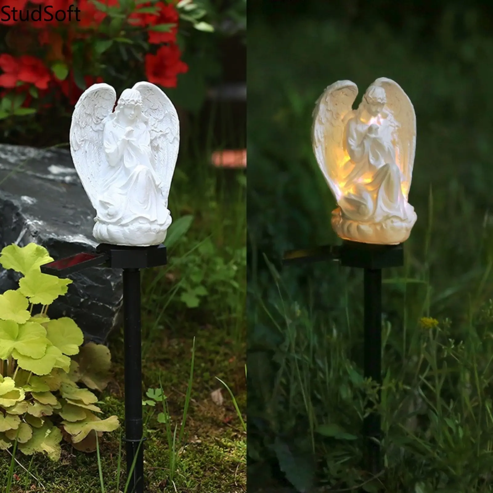 2026 New Solar Lighted Angel Statue - Elegant Resin LED Pathway Lamp, Outdoor Garden Decor for Music & Hobby Enthusiasts, Solar Illuminated, Solar Garden Lights