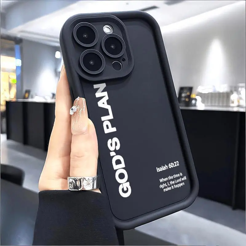 Compatible with iPhone 17 Pro Max/ 16/15 /14/13  GOD'S PLAN Advanced fashion gift Shockproof Silicone Bumper Drop Protection Soft Cover  phone case hn17-6