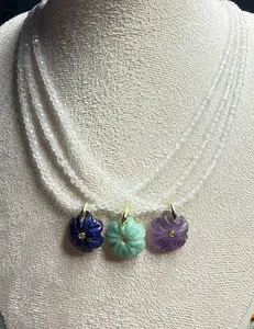Flower Charm Moonstone Necklace