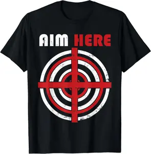 100% Cotton Funny Aim Here Darts Players Bullseye Target Throwing T-Shirt