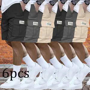 Pack of 6 men’s  sets — brown, black, and green — slant pockets — multifunctional casual wear for everyday use; men’s work shorts; Spring Manifesto men’s style;  clothing; suitable for sports and fitness. bop shorts summer shop deal,summervibes
