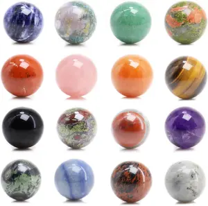 IG Crystal 1 Count Different Materials 70~80mm Crystal Balls Yellow Tiger Eyes Clear Quartz Dream Amethyst Blue Calcite Green Flourite Labradorite Flower Agate Black Mika Moss Agate Red Agate Polychrome Fire Quartz