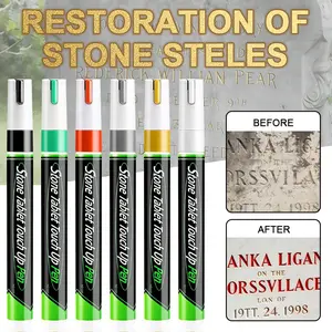 6 Colors Stone Tablet Touch Up Pens | Waterproof Formula Permanent Paint Markers | Fade-Resistant Versatile Use for Tombstone Restoration, Car Scratch Repair & Memorial Day Decor